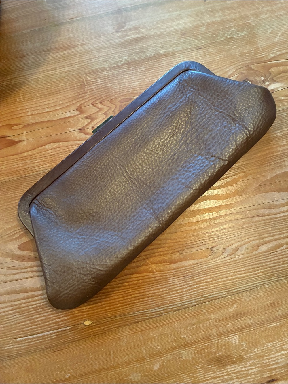Vintage Textured Brown Leather Stallion Circus Horse Print Frame Clutch Bag - Picture 12 of 12